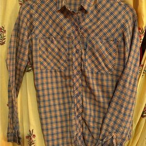 Levi's Big E vintage Orange and Blue Plaid Cowboy Shirt